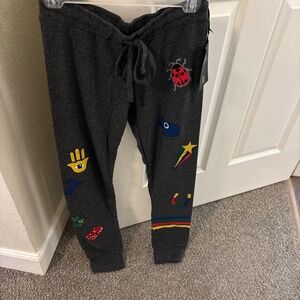 Lauren Moshi Charcoal Joggers with Colorful Patches